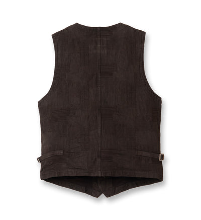 Studio D'Artisan "Amami Dorozome" Boro Jacquard Vest (Dark Brown)