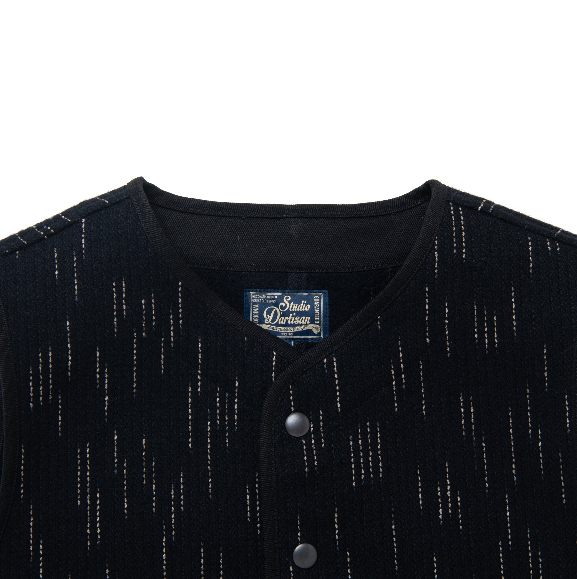 Studio D'Artisan Black Kasuri Dyed Beach Cloth Vest