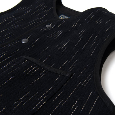 Studio D'Artisan Black Kasuri Dyed Beach Cloth Vest