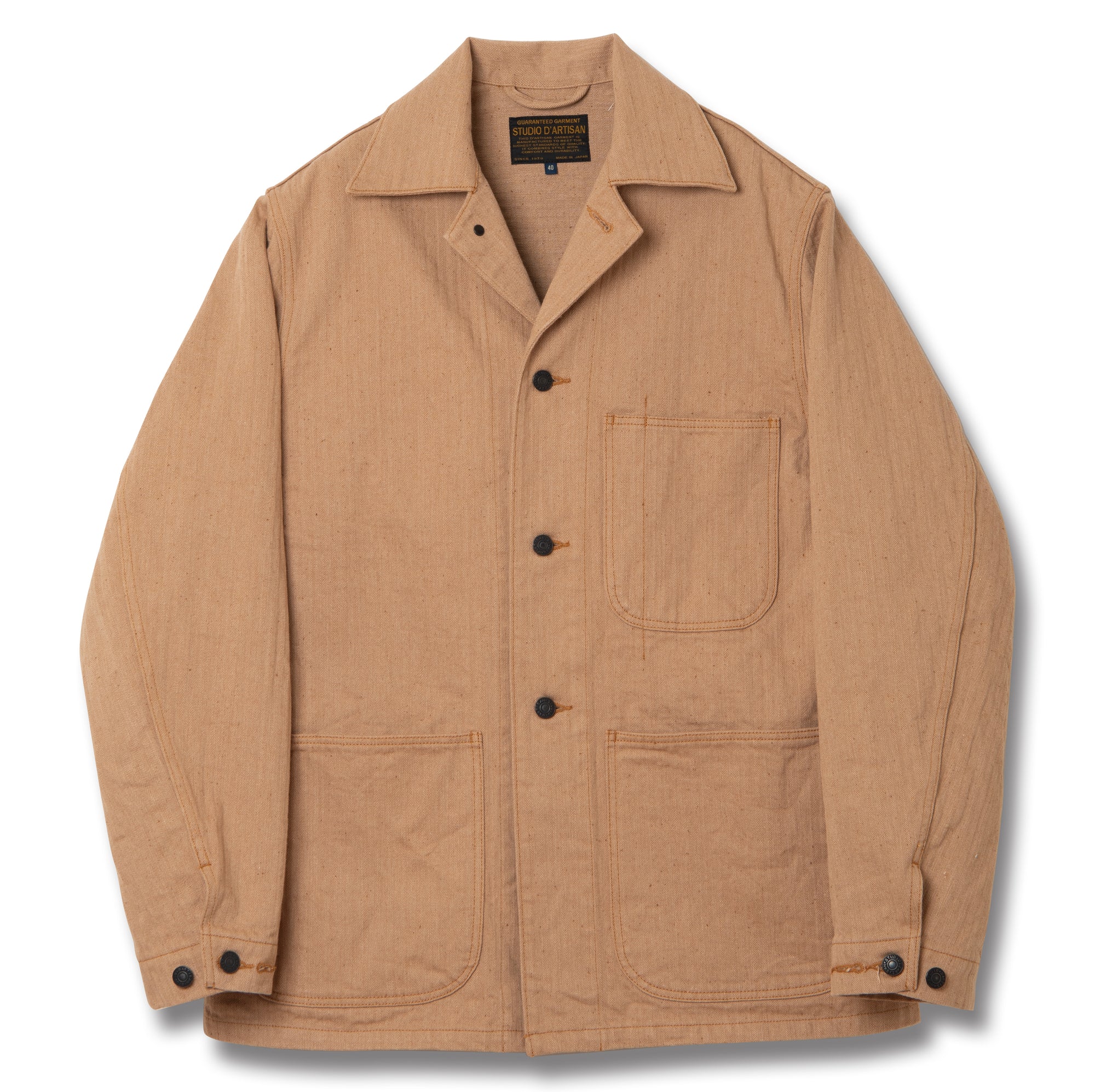 Studio D'Artisan "Fox Cotton" Herringbone Coverall - Okayama Denim