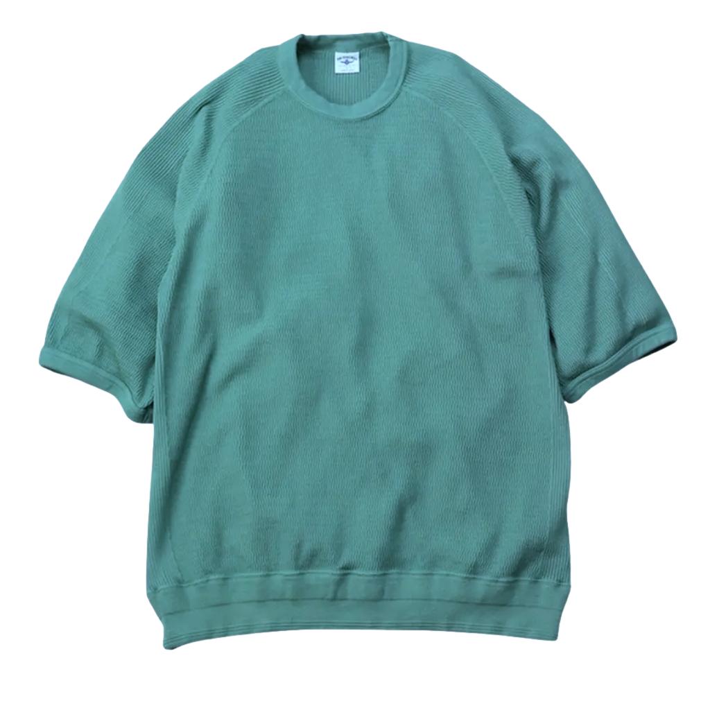 The Flat Head Loopwheel Honeycomb Thermal Tee (Green) - Okayama Denim