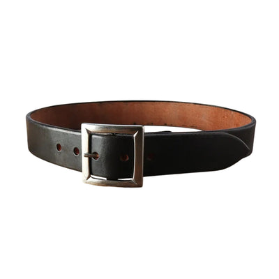 The Flat Head UK Saddle Leather Garrison Belt (Black)