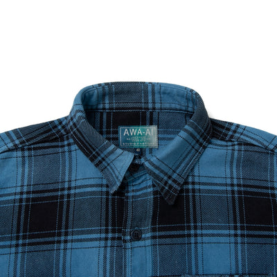 Studio D'Artisan "Awa-Ai" Natural Indigo Heavyweight Check Flannel Shirt