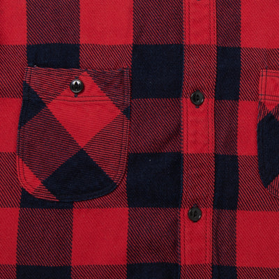 Studio D'Artisan Heavyweight Check Flannel Shirt (Red)