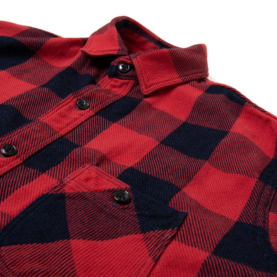 Studio D'Artisan Heavyweight Check Flannel Shirt (Red)