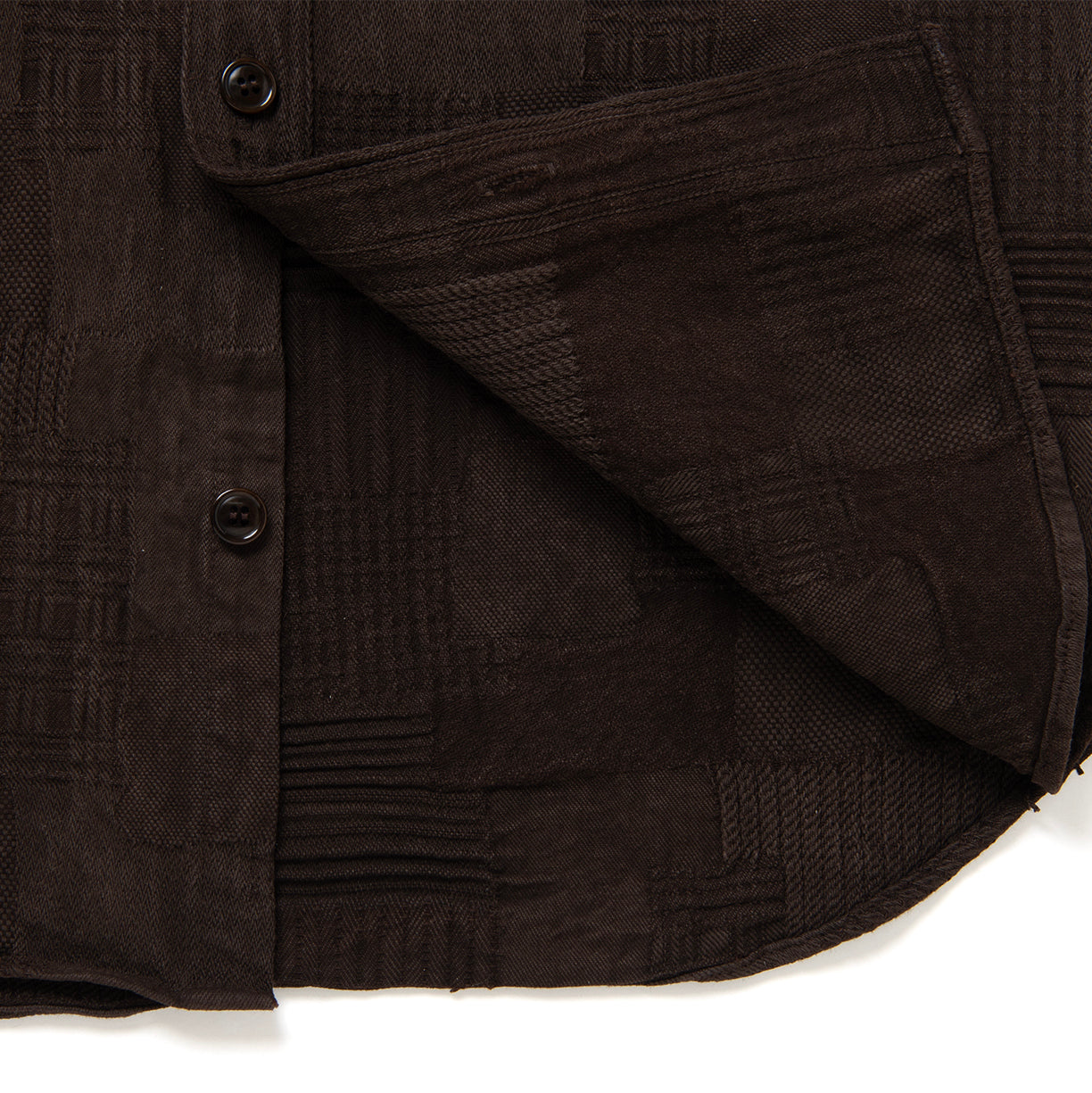 Studio D'Artisan "Amami Dorozome" Boro Jacquard Shirt (Dark Brown)