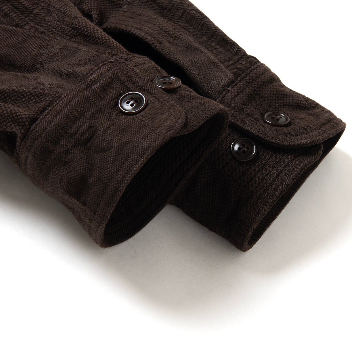 Studio D'Artisan "Amami Dorozome" Boro Jacquard Shirt (Dark Brown)