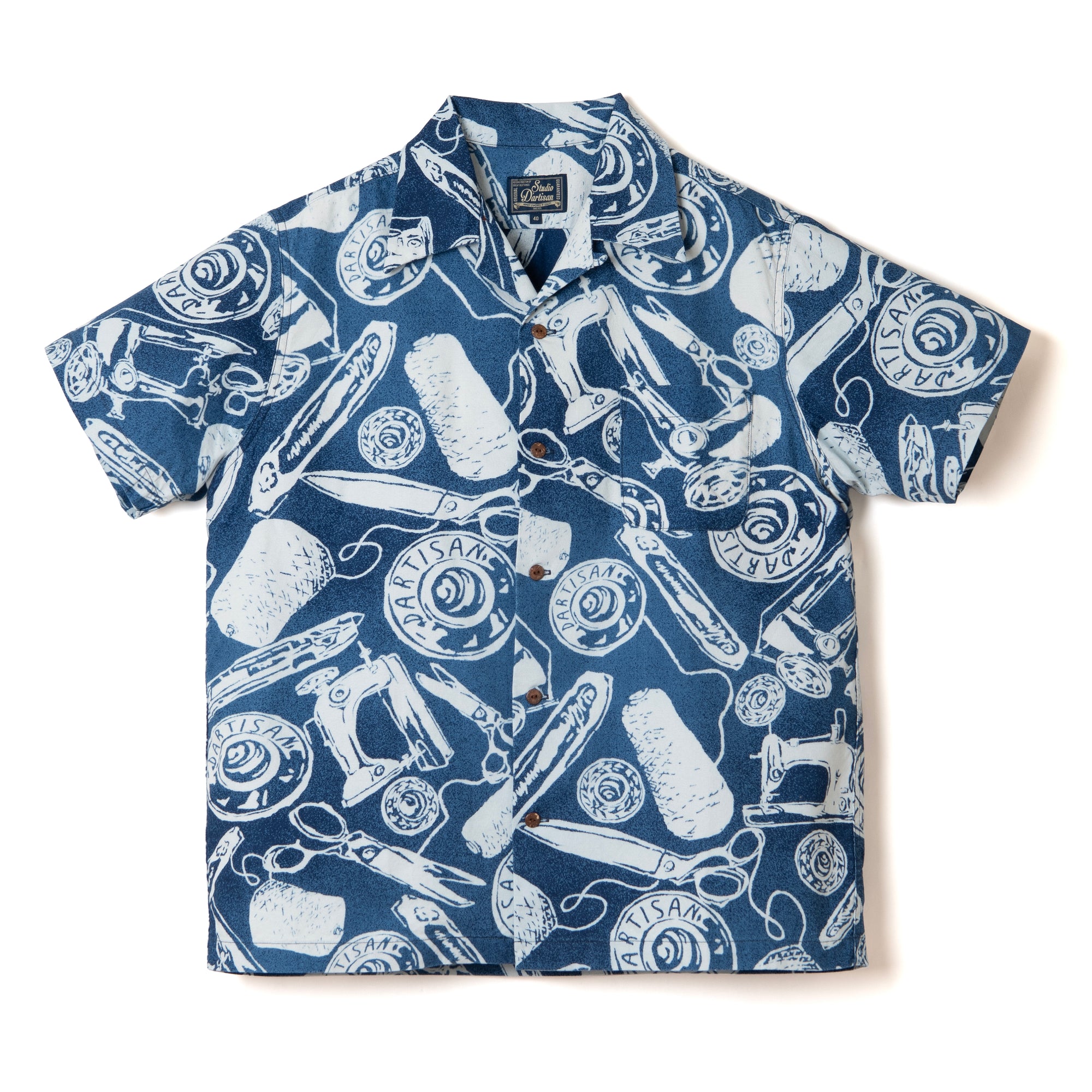 Studio D'Artisan Indigo Bassen Aloha Shirt - Okayama Denim
