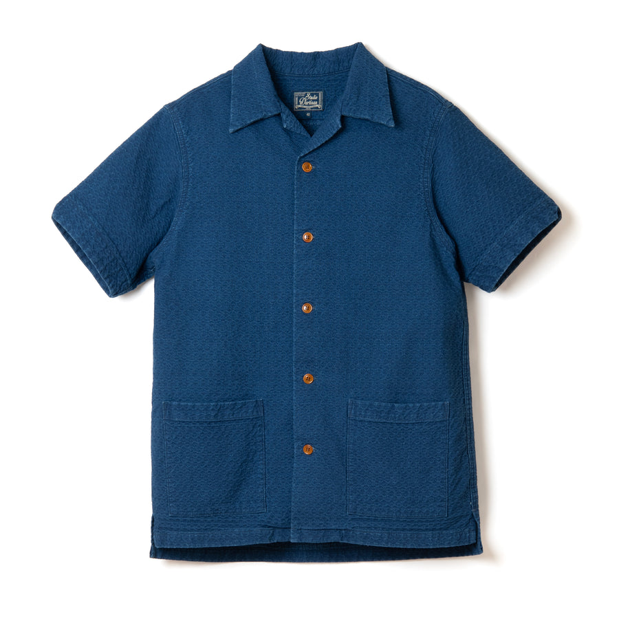 Studio D'Artisan Distressed Indigo Dobby S/S Shirt