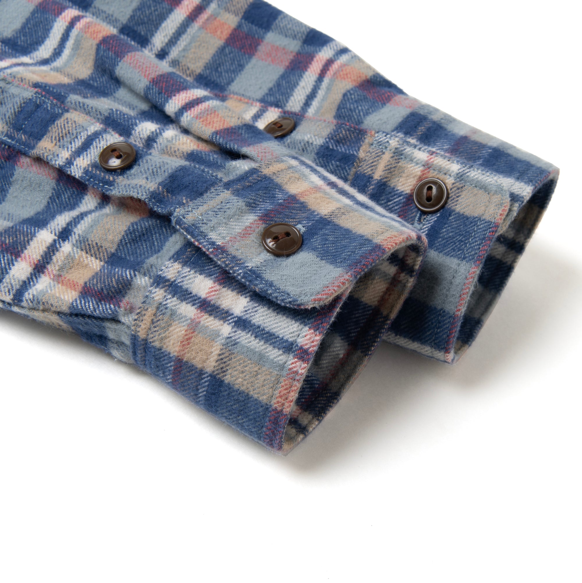 Studio D'Artisan No.8 Heavyweight Check Flannel Shirt (Blue)