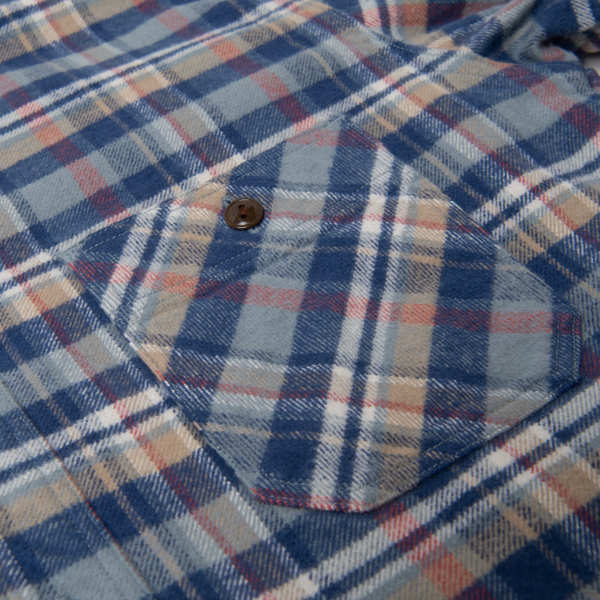 Studio D'Artisan No.8 Heavyweight Check Flannel Shirt (Blue)
