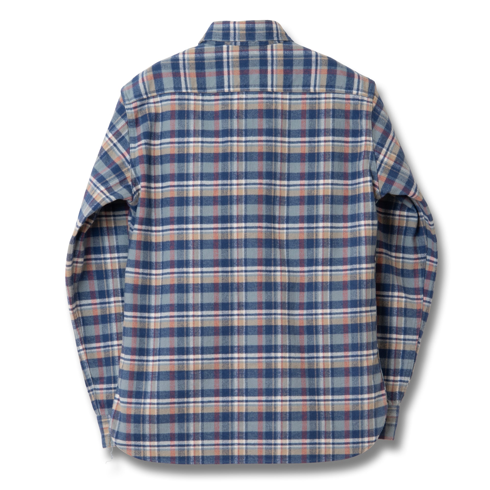 Studio D'Artisan No.8 Heavyweight Check Flannel Shirt (Blue)