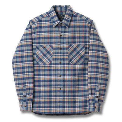 Studio D'Artisan No.8 Heavyweight Check Flannel Shirt (Blue)