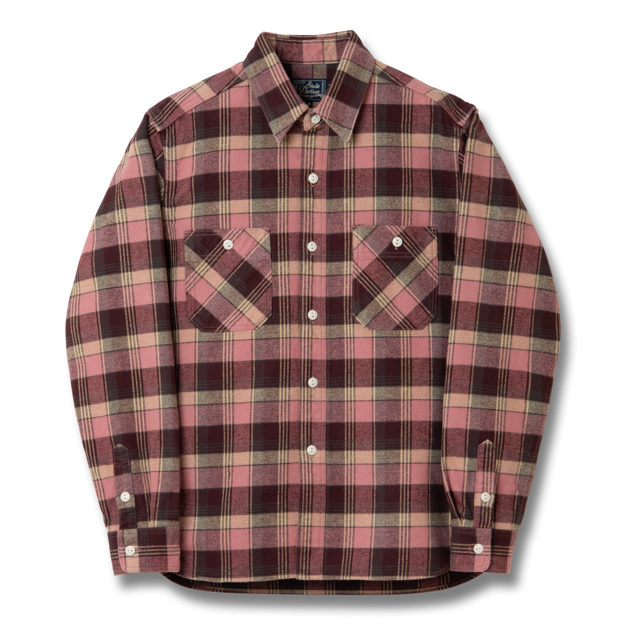 Studio D'Artisan No.8 Heavyweight Check Flannel Shirt (Red)