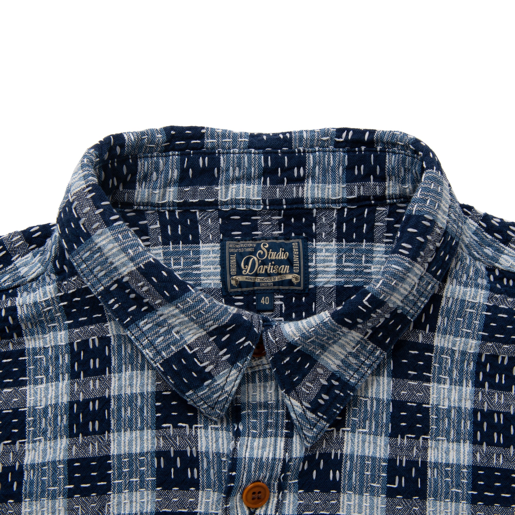 Studio D'Artisan "Indigo Noragi Sashiko" L/S Work Shirt - Okayama Denim