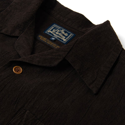 [Pre-Order] Studio D'Artisan "Amami Dorozome" Sashiko Aloha Shirt (Dark Brown)