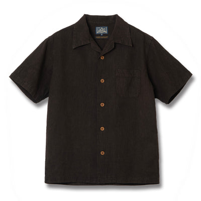 [Pre-Order] Studio D'Artisan "Amami Dorozome" Sashiko Aloha Shirt (Dark Brown)