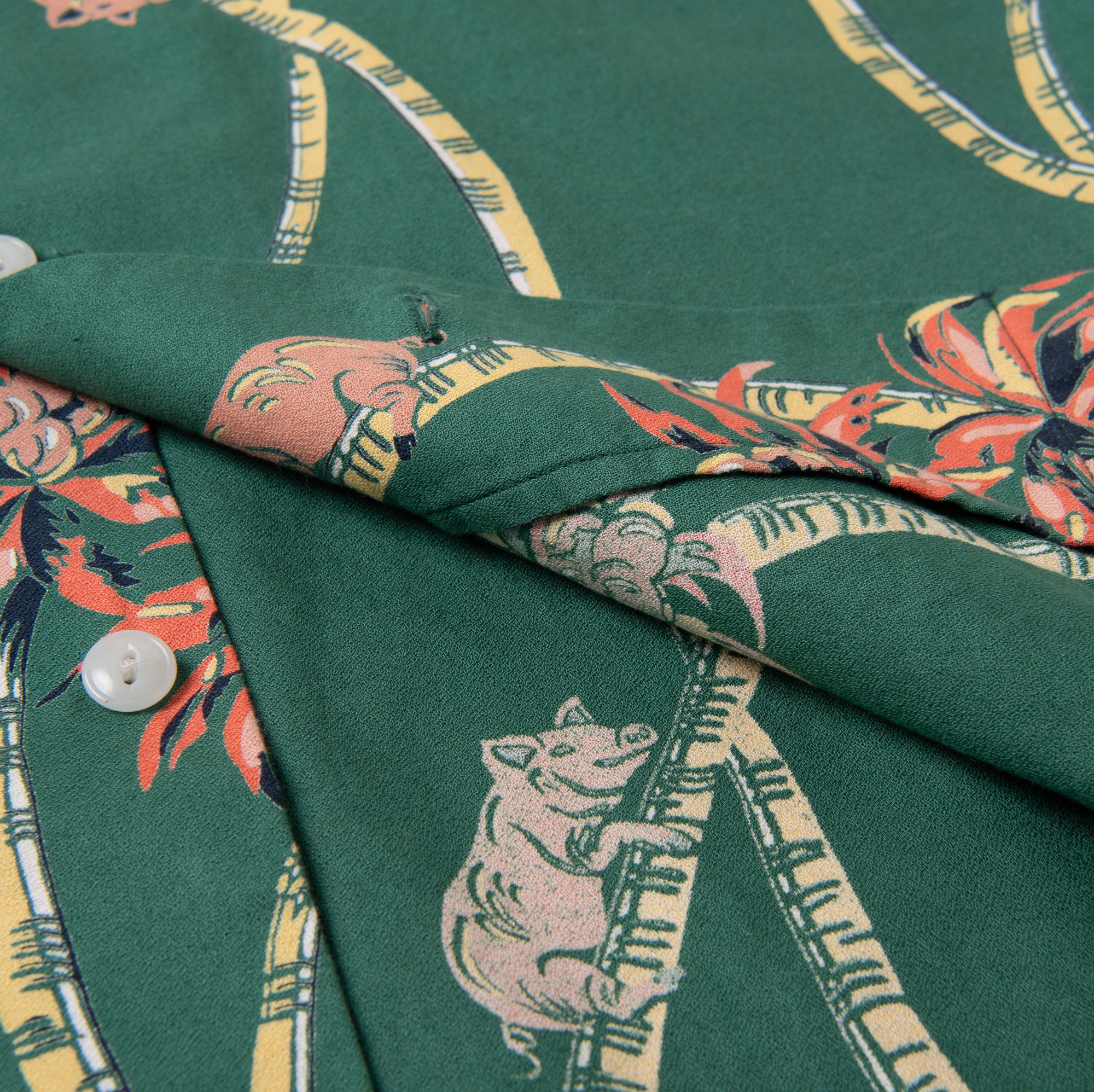 Studio D'Artisan "Palm Climber" Original Aloha Shirt (Green) - Okayama Denim