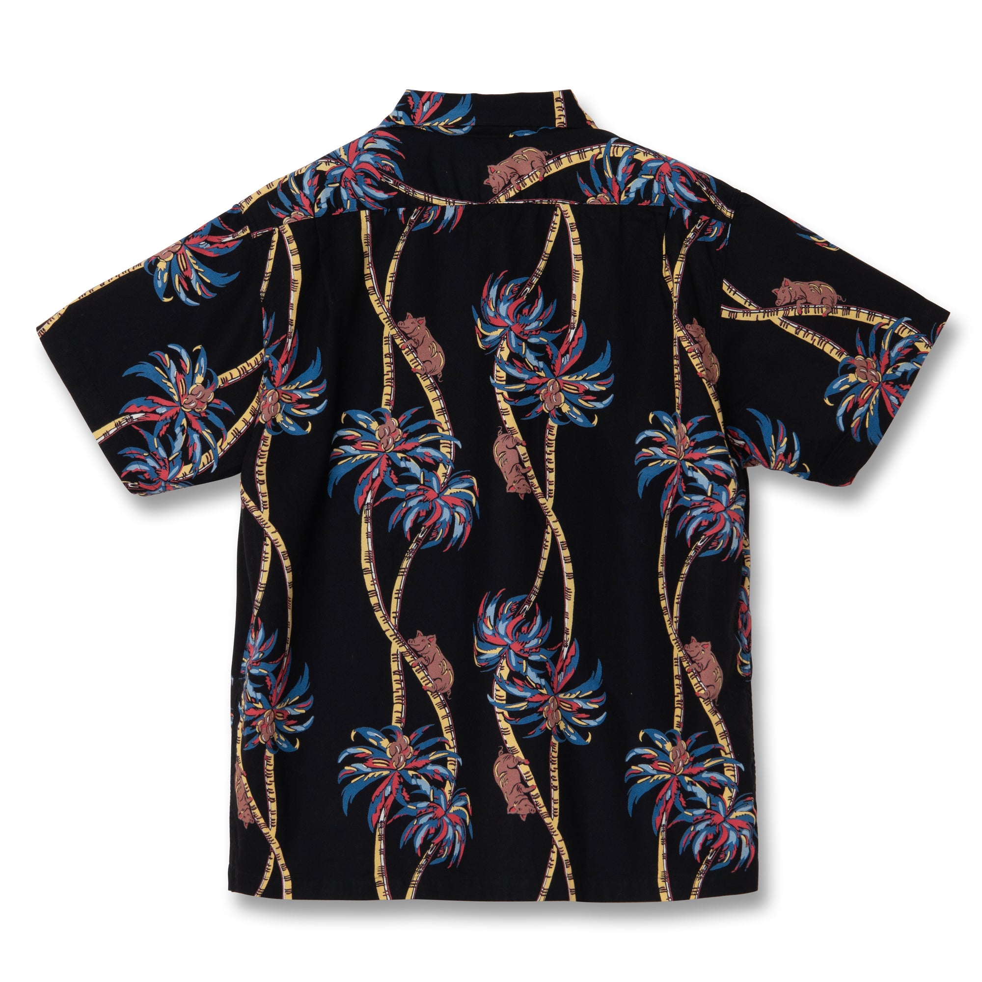Studio D'Artisan "Palm Climber" Original Aloha Shirt (Black) - Okayama Denim