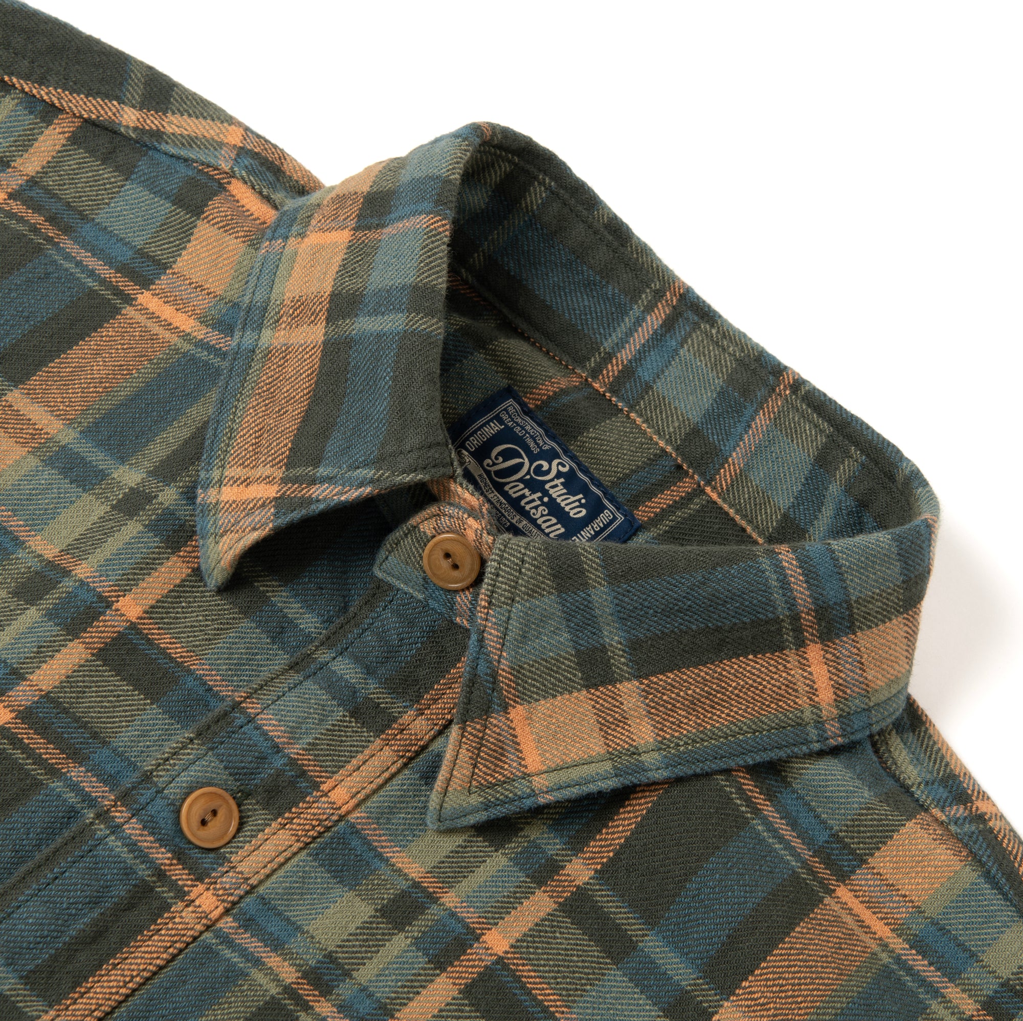 Studio D'Artisan No. 10 Heavyweight Check Flannel Shirt (Green)