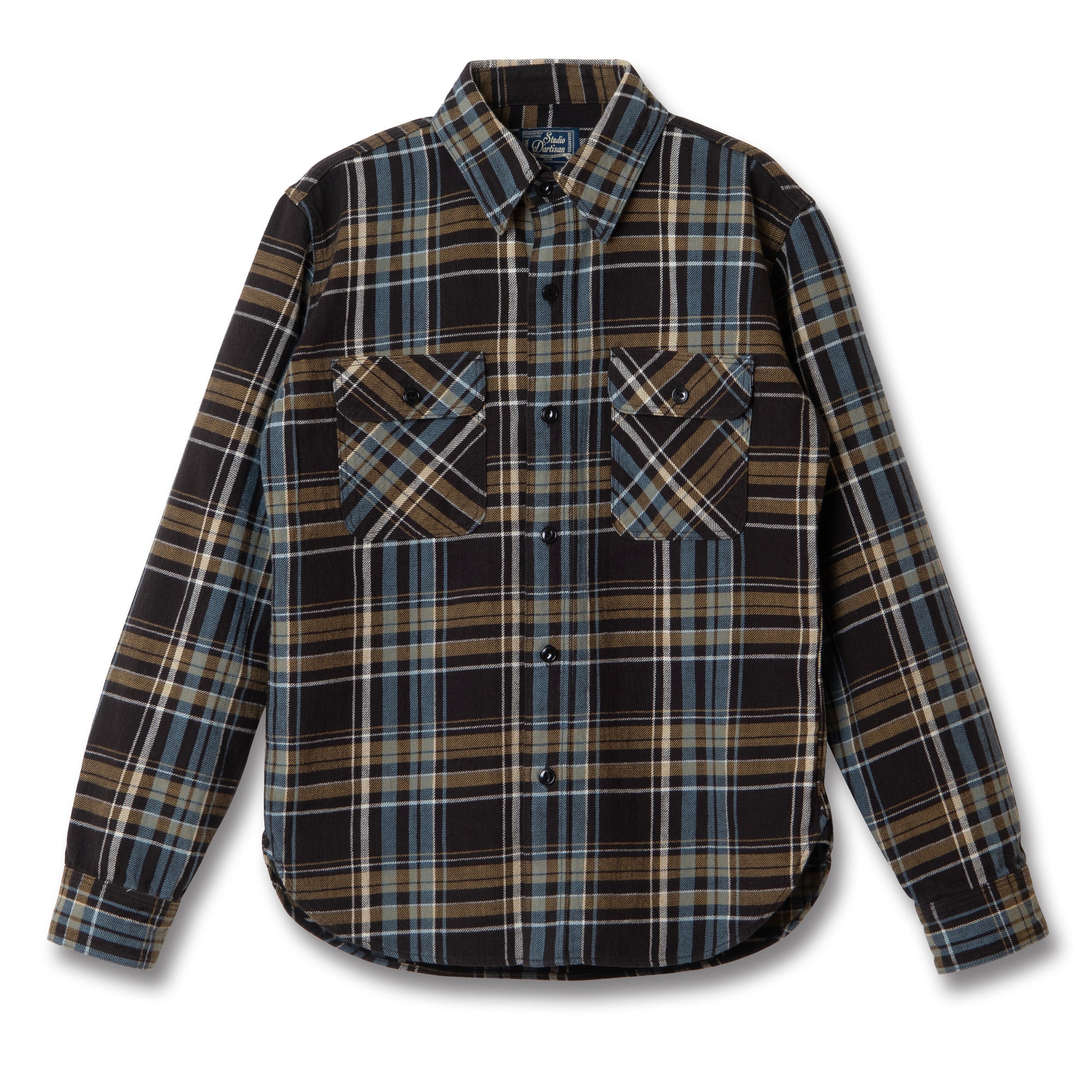 Studio D'Artisan No. 10 Heavyweight Check Flannel Shirt (Brown)