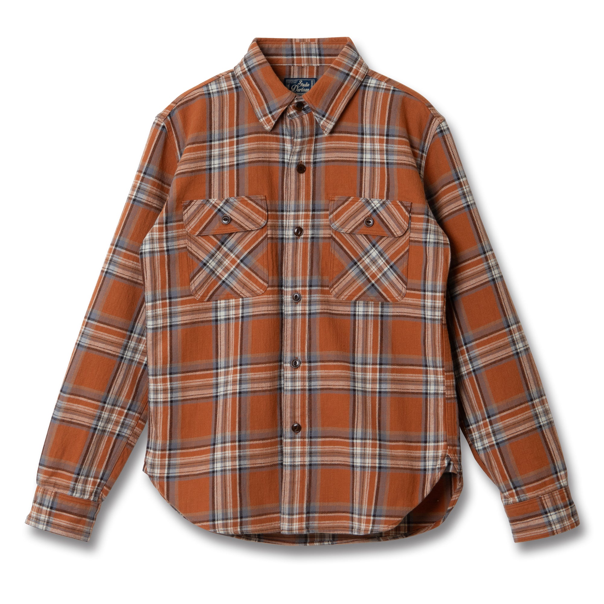 Studio D'Artisan No. 10 Heavyweight Check Flannel Shirt (Orange)