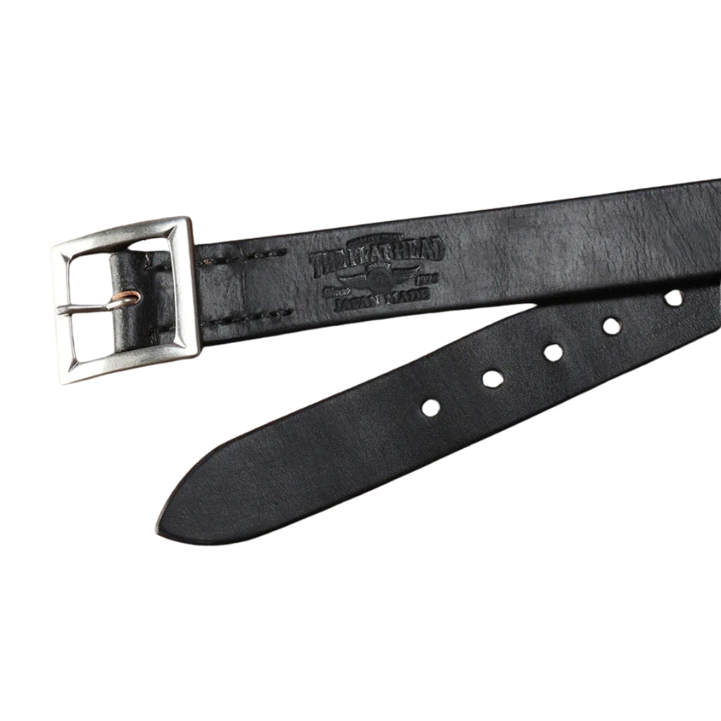 The Flat Head UK Saddle Leather Garrison Belt (Black)