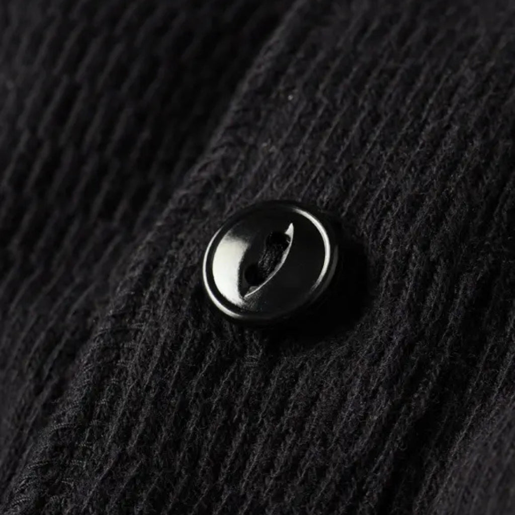The Flat Head Honeycomb Thermal Henley (Black)