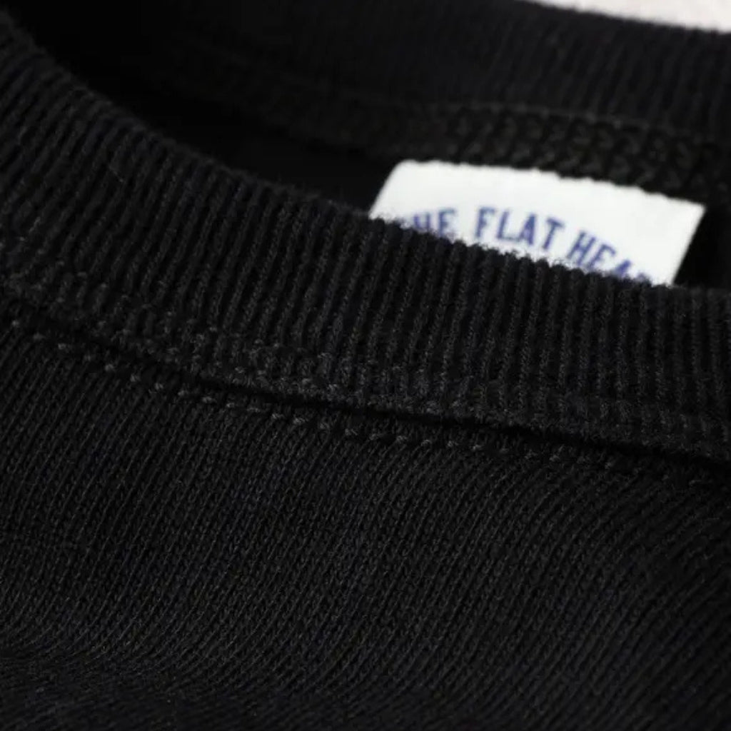 The Flat Head Heavyweight 20oz. Loopwheel Tee (Black) - Okayama Denim