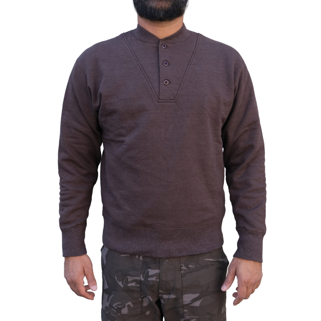 Soundman "Arthur" US Army Henley Knit Sweatshirt (Brown)