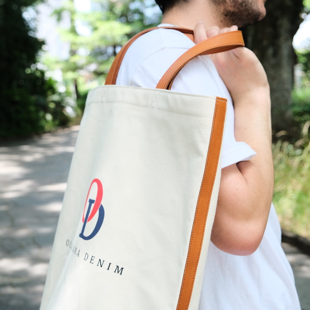 Okayama Denim Natural Indigo Sashiko Lined Reversible Canvas Tote Bag (Ver. A)