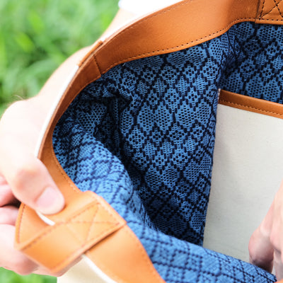 Okayama Denim Natural Indigo Sashiko Lined Reversible Canvas Tote Bag (Ver. B)