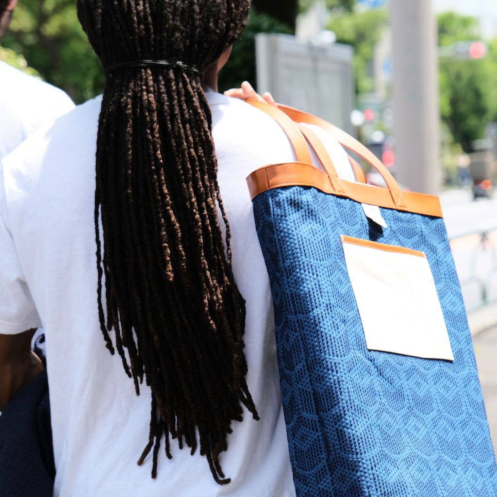 Okayama Denim Natural Indigo Sashiko Lined Reversible Canvas Tote Bag (Ver. C)