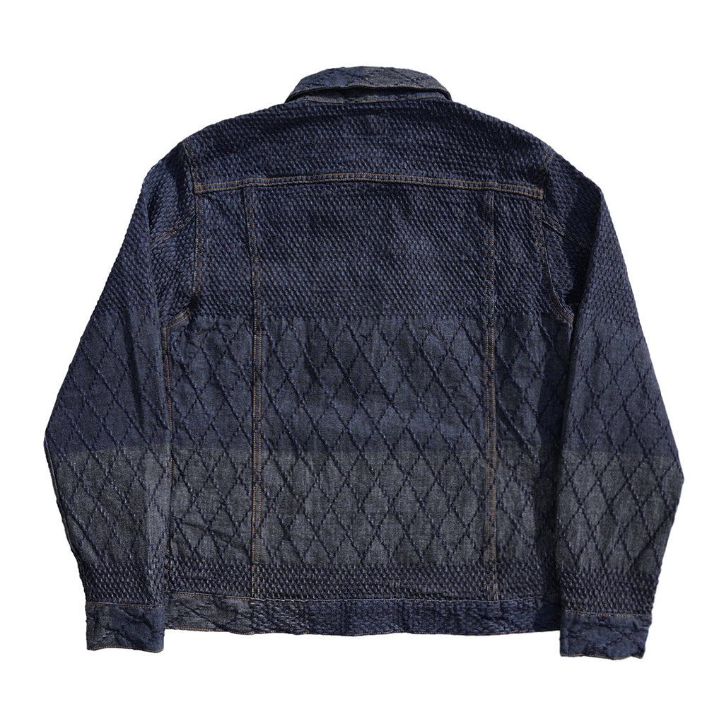 ☆1.5 Denim Rider Half Coat/KIMHEKIM☆ Blue Oversized Denim Biker Jacket by HALFBOY on Sale