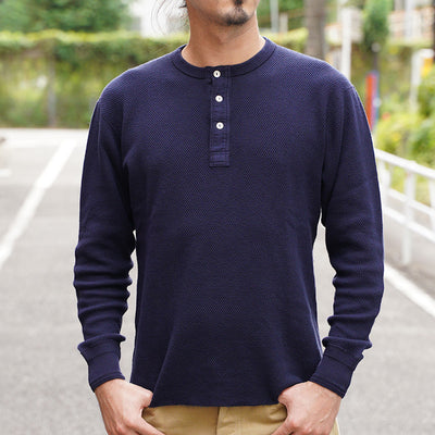 Loop & Weft Double Face Hex Honeycomb Thermal Henley (Navy)