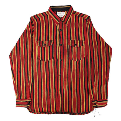 Samurai Jeans SDN23-01 Heavyweight "Drunk Stripe" Flannel Shirt (Red)