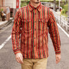 Samurai Jeans SDN23-01 Heavyweight "Drunk Stripe" Flannel Shirt (Red)