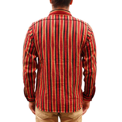 Samurai Jeans SDN23-01 Heavyweight "Drunk Stripe" Flannel Shirt (Red)