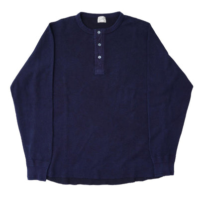 OD+LW Indigo Dyed Double Face Hex Honeycomb Henley Thermal