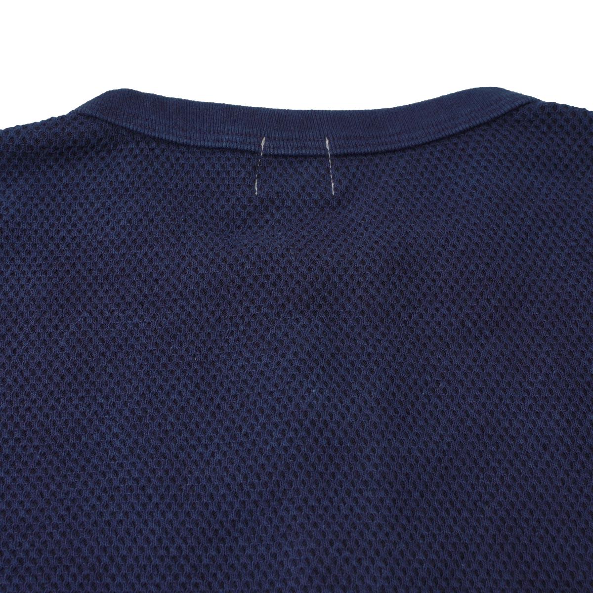 OD+LW Indigo Dyed Double Face Hex Honeycomb Henley Thermal