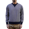 Loop & Weft SZ Vintage Pinborder Knit Double V Sweatshirt (Navy)