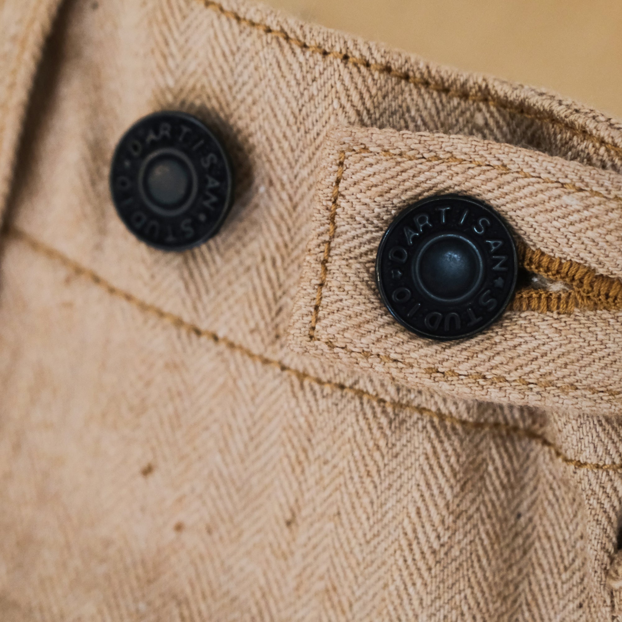 Studio D'Artisan "Fox Cotton" Herringbone Baker Pants - Okayama Denim