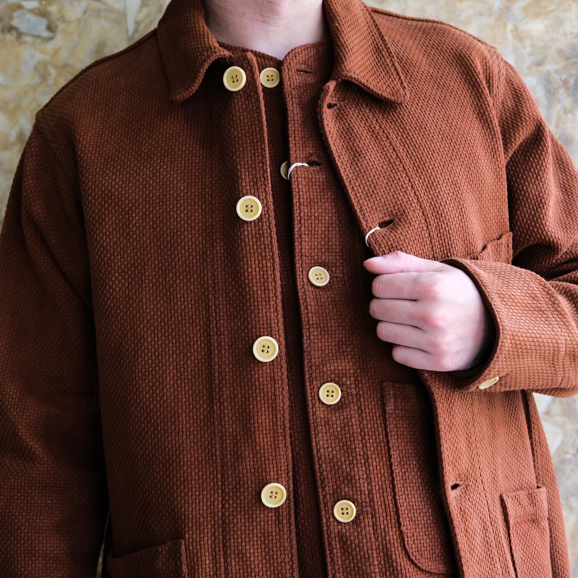 [Pre-Order] Studio D'Artisan "Amami Dorozome" Sashiko Coverall (Brown) - Okayama Denim