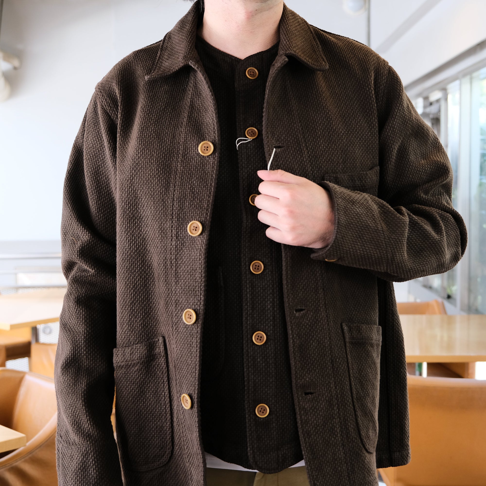 [Pre-Order] Studio D'Artisan "Amami Dorozome" Sashiko Coverall (Dark Brown) - Okayama Denim