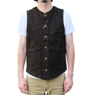 [Pre-Order] Studio D'Artisan "Amami Dorozome" Sashiko Vest (Dark Brown)