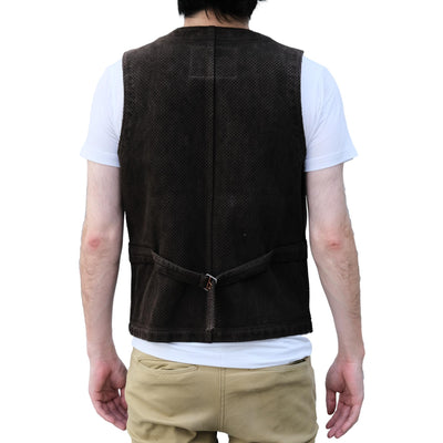 [Pre-Order] Studio D'Artisan "Amami Dorozome" Sashiko Vest (Dark Brown)