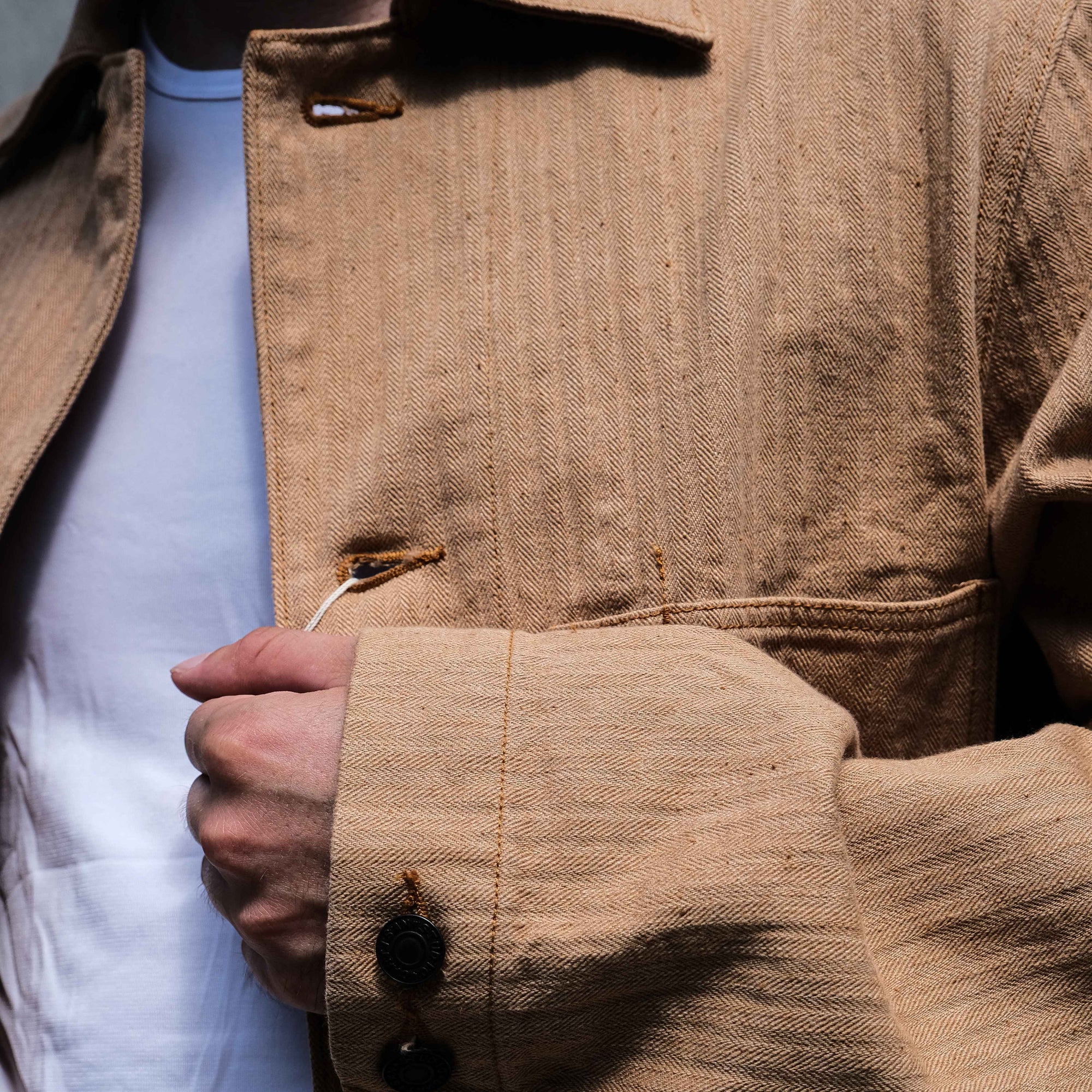 Studio D'Artisan "Fox Cotton" Herringbone Coverall - Okayama Denim