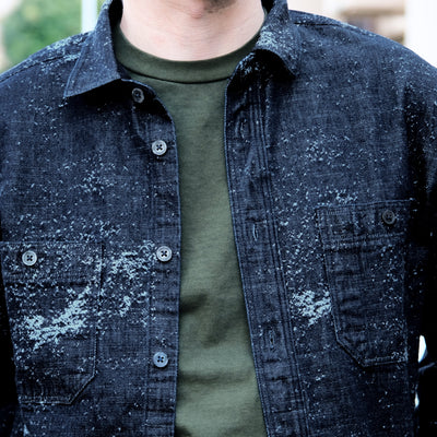 Momotaro Indigo "Ocean Spray" Jacquard Shirt - Okayama Denim