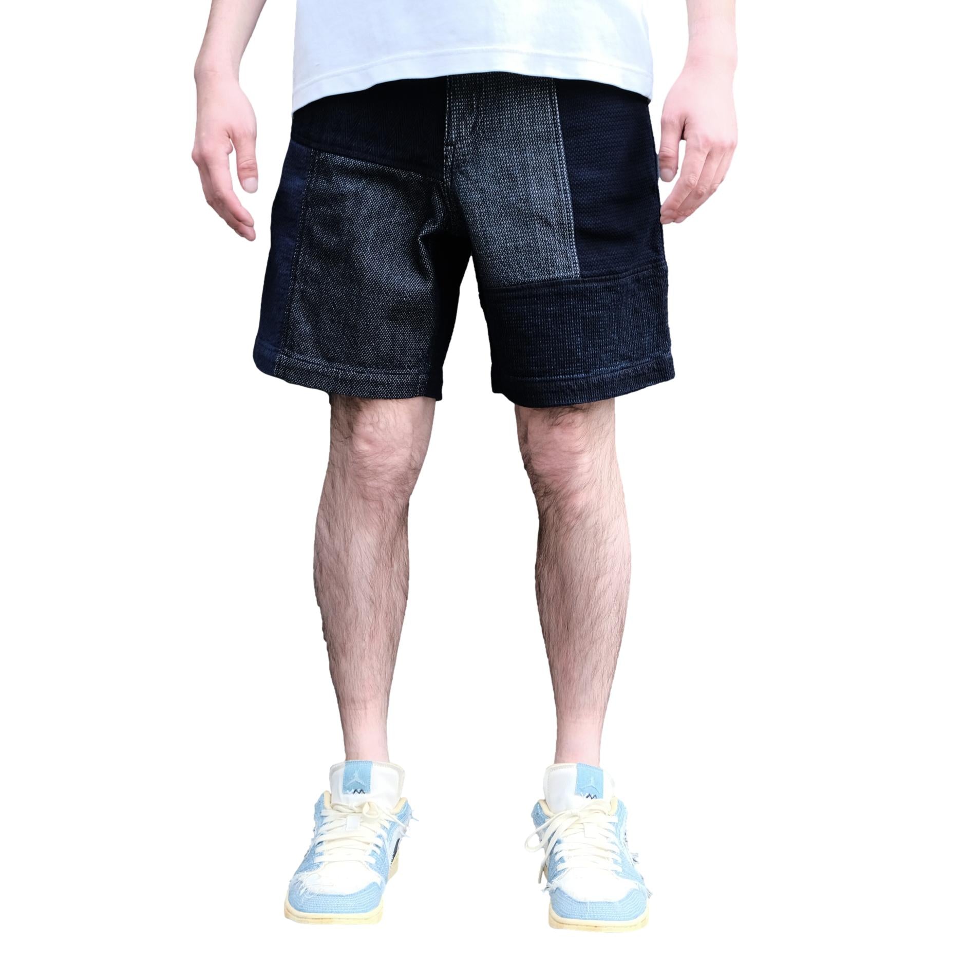 FDMTL Indigo Sashiko Patchwork Shorts - Okayama Denim