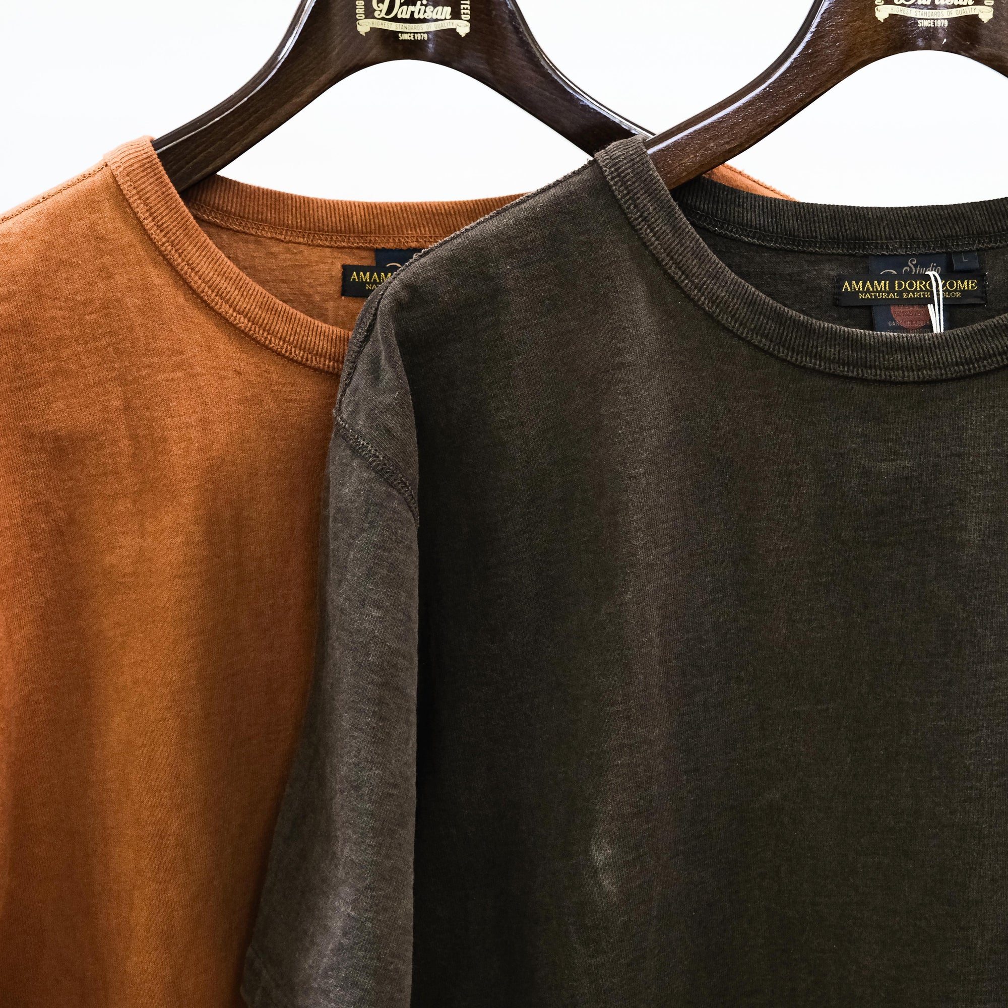 Studio D'Artisan "Amami Dorozome" Crewneck Tee (Dark Brown) - Okayama Denim